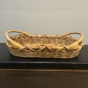 Woven Rattan Basket Tray - Natural Brown